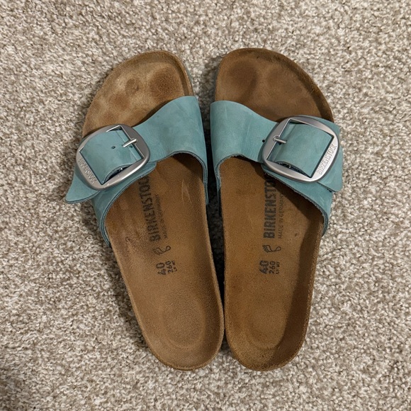 Birkenstock Teal Sandals with Silver Buckle Size 40 - Picture 7 of 12